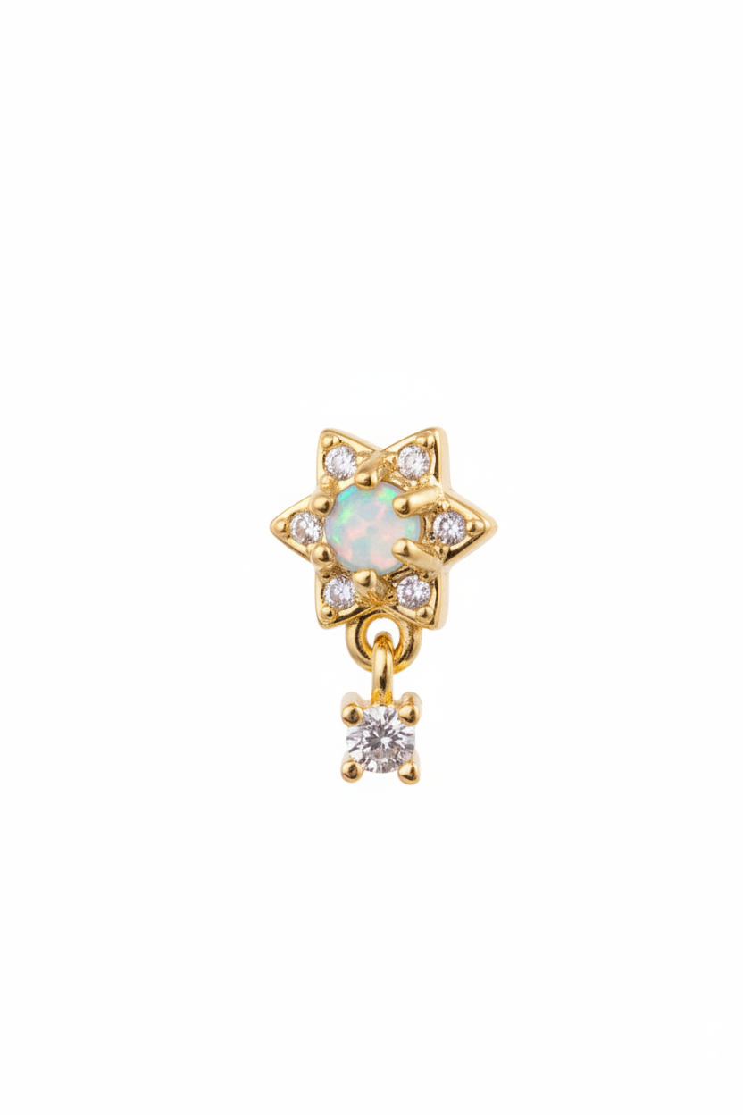 “Aziza” GOLD L-Bend Dangly Nose Ring