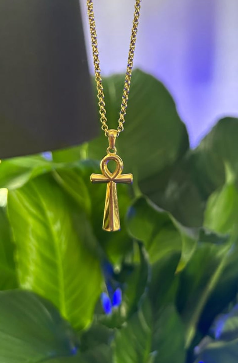 “Elongated Golden Ankh” Necklace